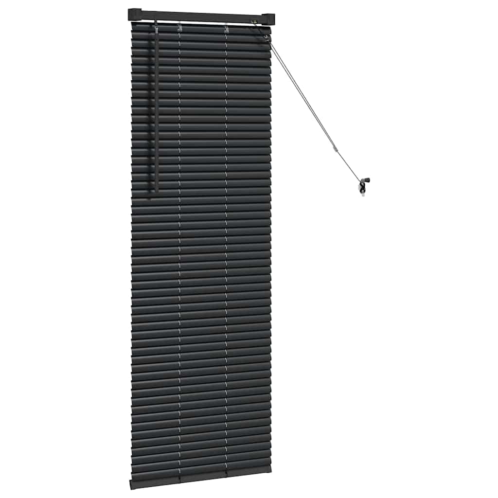 Window Blind with Curtains Manual Black Aluminium